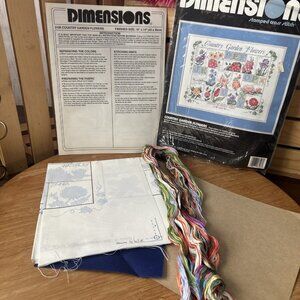 Dimensions Stamped Cross Stitch Kit 3106 Country Garden Flowers 1991 Opened READ